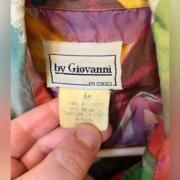 Vintage multi coloured silk button down size medium - Picture 3 of 5